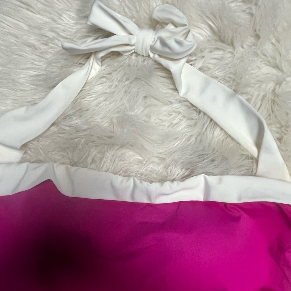 Ralph Lauren one piece bathing suit halter pink and white size 10 - Picture 3 of 5